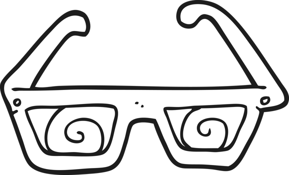 black and white cartoon 3D glasses png