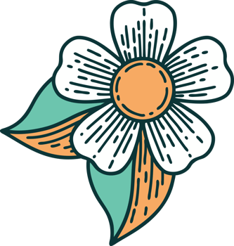 iconic tattoo style image of a flower png