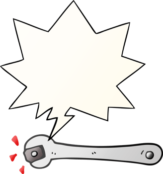 cartoon spanner turning nut with speech bubble in smooth gradient style png