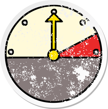 distressed sticker of a cute cartoon speedometer png