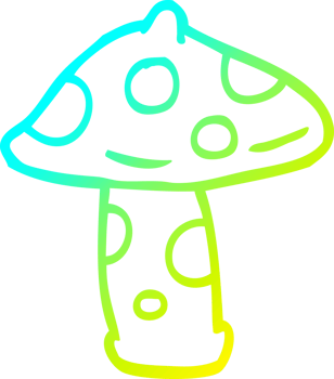 cold gradient line drawing of a cartoon mushroom png