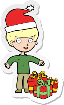 sticker of a cartoon boy with present png