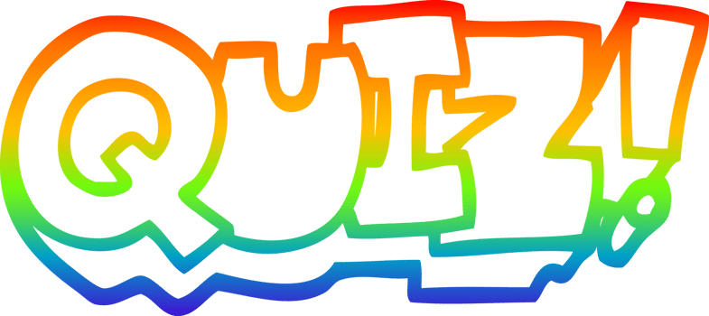 rainbow gradient line drawing of a cartoon word quiz png