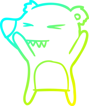 cold gradient line drawing of a angry bear cartoon png