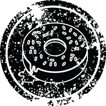illustration of a tasty iced donut circular distressed symbol png