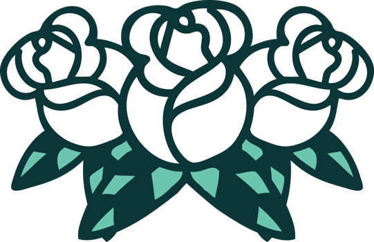 iconic tattoo style image of a bouquet of flowers png