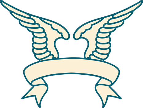 traditional tattoo with banner of a wing png