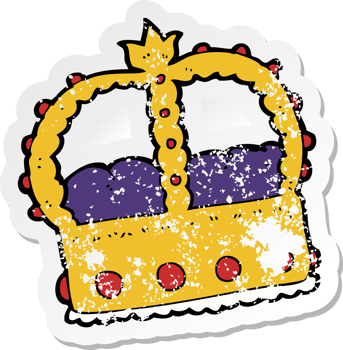 retro distressed sticker of a cartoon crown drawing png