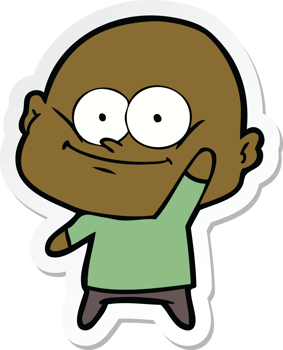 sticker of a cartoon bald man staring png