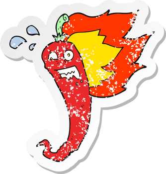 retro distressed sticker of a hot chilli pepper cartoon png