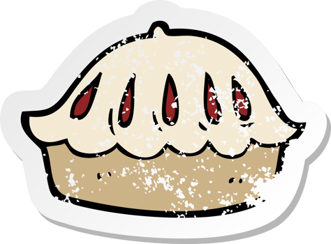 retro distressed sticker of a cartoon pie png