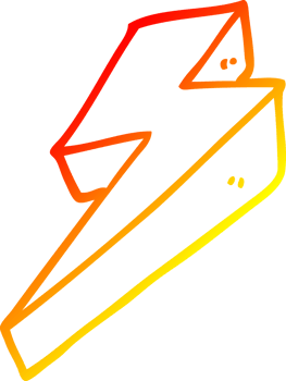 warm gradient line drawing of a cartoon thunder bolts png