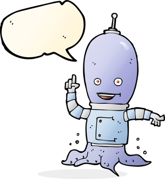 cartoon alien spaceman with speech bubble png