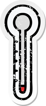 distressed sticker of a cute cartoon glass thermometer png