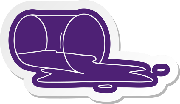 cartoon sticker of a spilt glass png