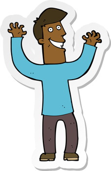 sticker of a cartoon excited man png