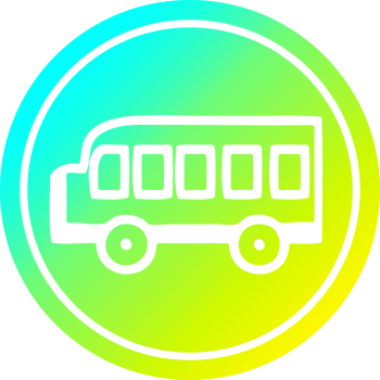 school bus circular icon with cool gradient finish png