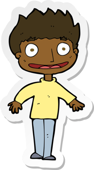 sticker of a cartoon excited boy png