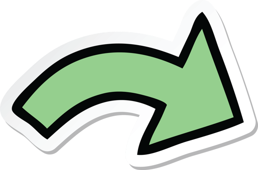 sticker of a cute cartoon pointing arrow png