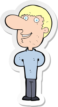 sticker of a cartoon happy man png