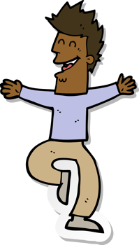 sticker of a cartoon laughing man png