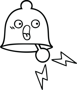 line drawing cartoon of a ringing bell png