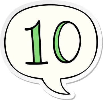cartoon number 10 with speech bubble sticker png