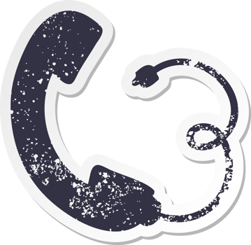 distressed sticker of a cute cartoon telephone receiver png