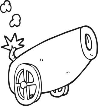 black and white cartoon cannon png