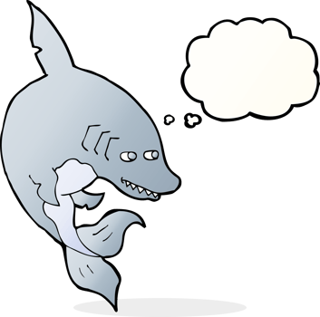 funny cartoon shark with thought bubble png