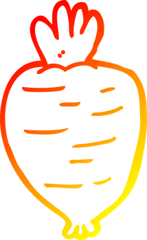 warm gradient line drawing of a cartoon root vegetable png