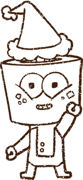 Festive Robot Charcoal Drawing png