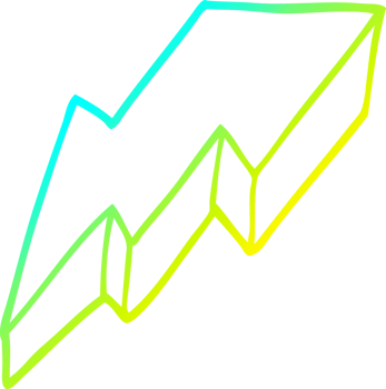 cold gradient line drawing of a cartoon decorative lightning bolt png