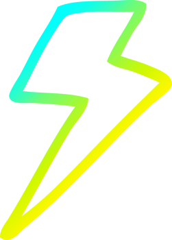 cold gradient line drawing of a cartoon lightning bolt png
