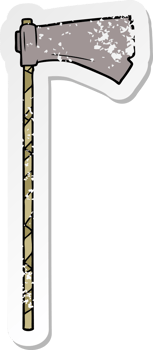 distressed sticker of a cartoon medieval war axe png