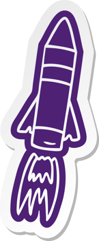 cartoon sticker of a space rocket png