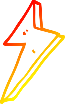 warm gradient line drawing of a cartoon lightning png