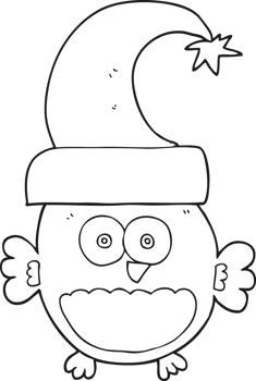 black and white cartoon little christmas owl png