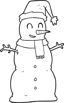 black and white cartoon snowman png