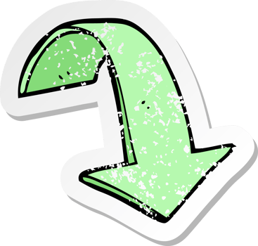 retro distressed sticker of a cartoon pointing arrows png