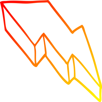 warm gradient line drawing of a cartoon decorative lightning bolt png