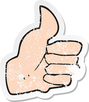 retro distressed sticker of a cartoon thumbs up symbol png