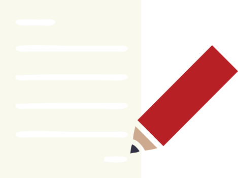flat color retro cartoon of a of writing a document png