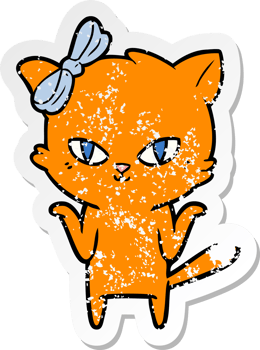 distressed sticker of a cute cartoon cat png