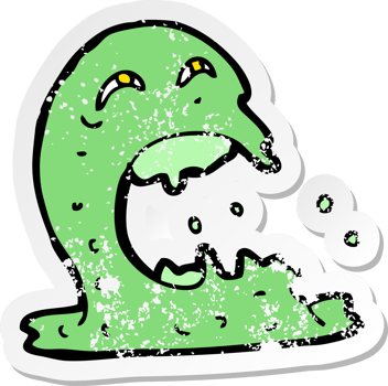 retro distressed sticker of a cartoon gross ghost drawing png