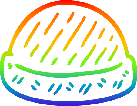 rainbow gradient line drawing of a cartoon winter hats png