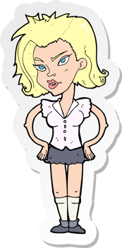 sticker of a cartoon woman with hands on hips png