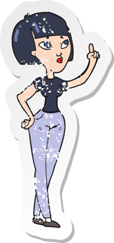 retro distressed sticker of a cartoon woman asking question png