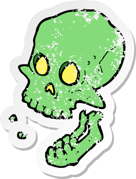 retro distressed sticker of a cartoon laughing skull png