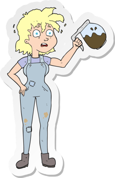 sticker of a too much coffee cartoon png